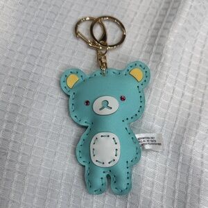 Aqua Bear Keychain with Gold Accents